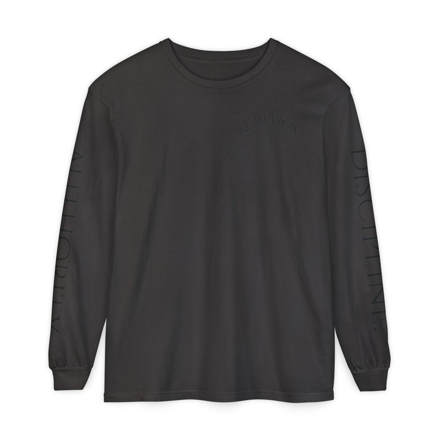 Aurelion Crest Long Sleeve Tee — 'Aurelion' Shield & Laurel Graphic