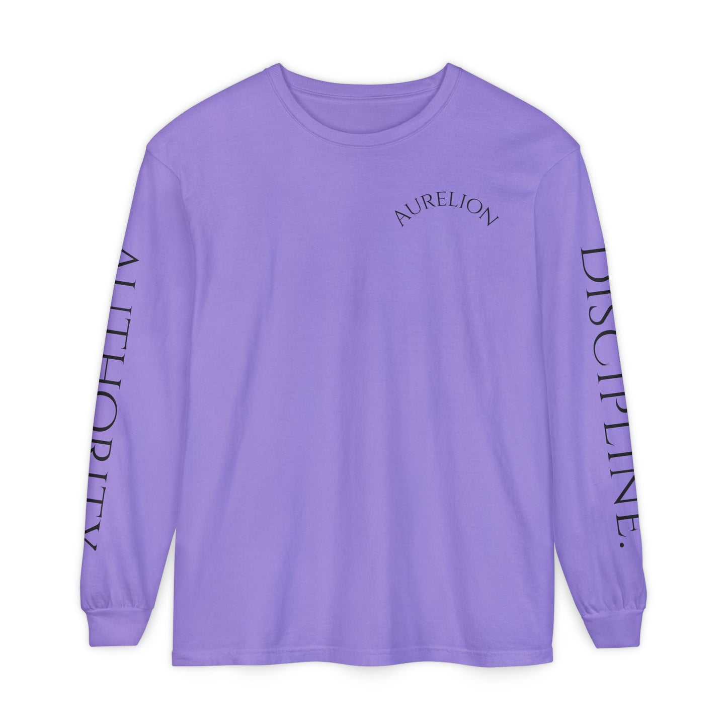 Aurelion Crest Long Sleeve Tee — 'Aurelion' Shield & Laurel Graphic