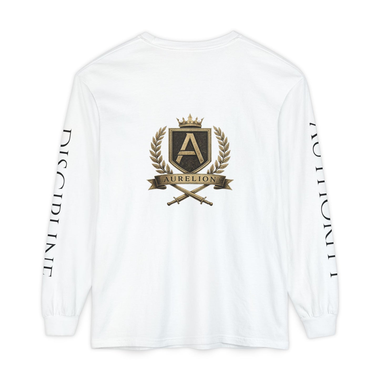 Aurelion Crest Long Sleeve Tee — 'Aurelion' Shield & Laurel Graphic