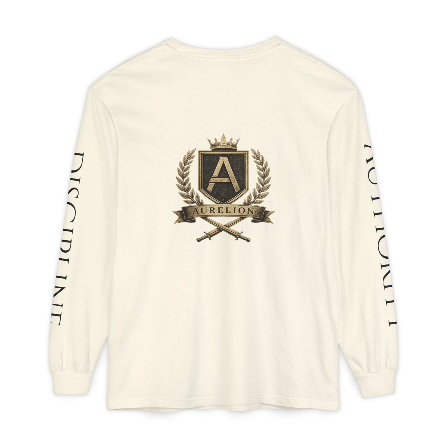 Aurelion Crest Long Sleeve Tee — 'Aurelion' Shield & Laurel Graphic