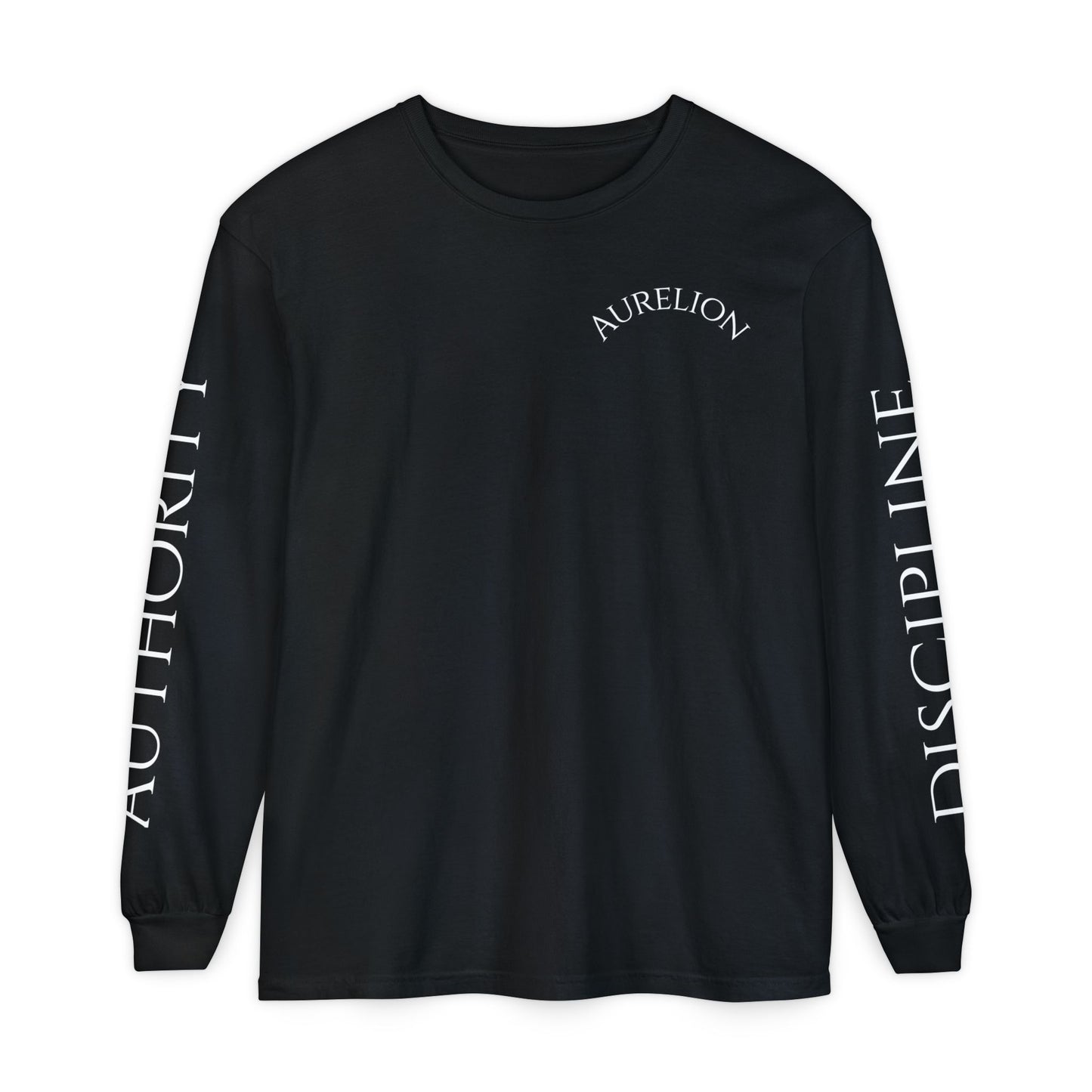 Aurelion Crest Long Sleeve Tee — 'Aurelion' Shield & Laurel Graphic