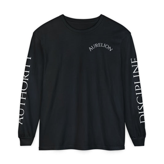 Aurelion Crest Long Sleeve Tee — 'Aurelion' Shield & Laurel Graphic