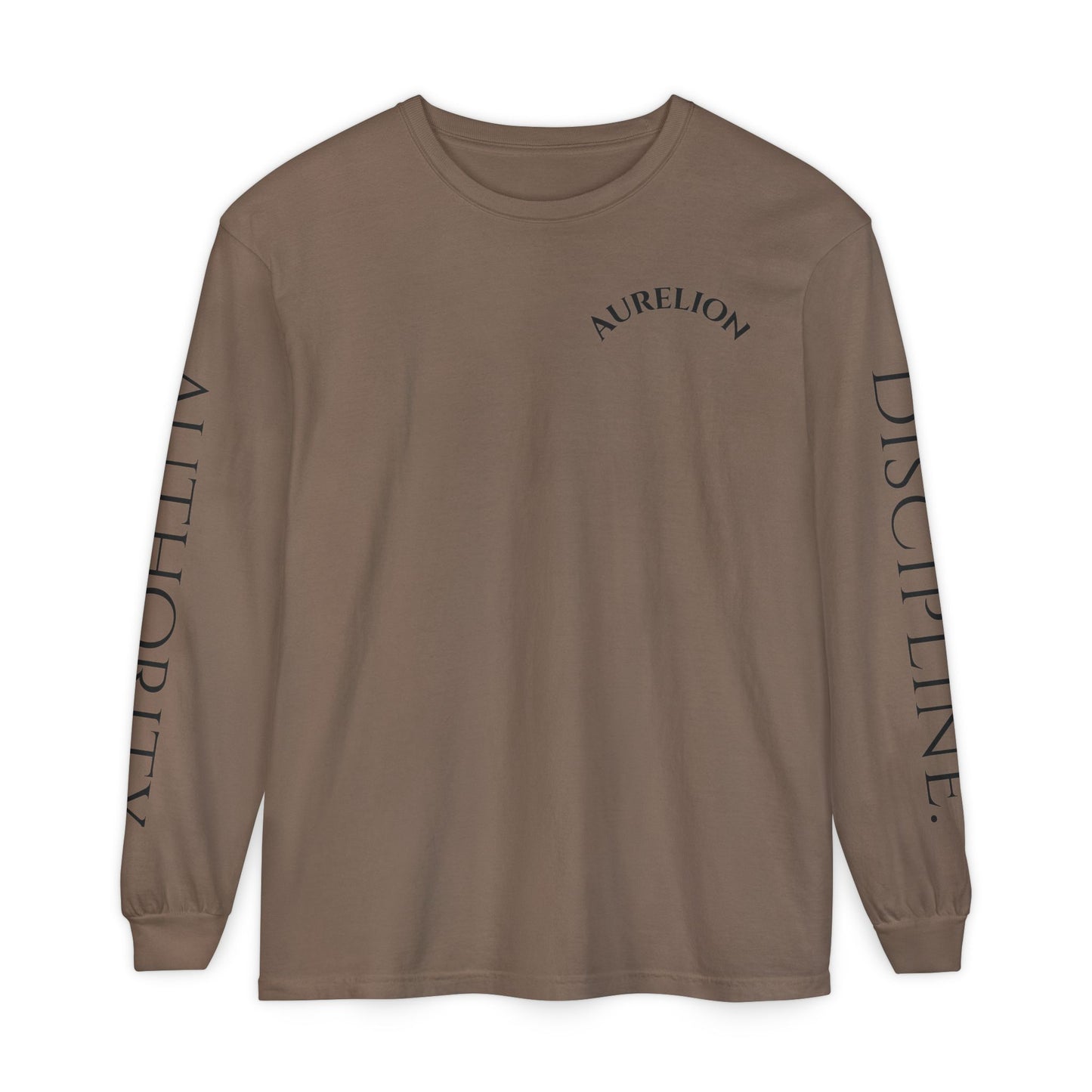 Aurelion Crest Long Sleeve Tee — 'Aurelion' Shield & Laurel Graphic