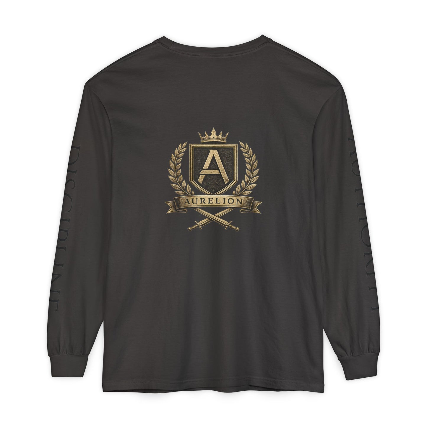 Aurelion Crest Long Sleeve Tee — 'Aurelion' Shield & Laurel Graphic